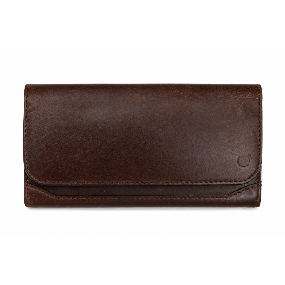 Brown Distressed Wallet Leather RFID Blocking Clutch Snap Accordion Organizer